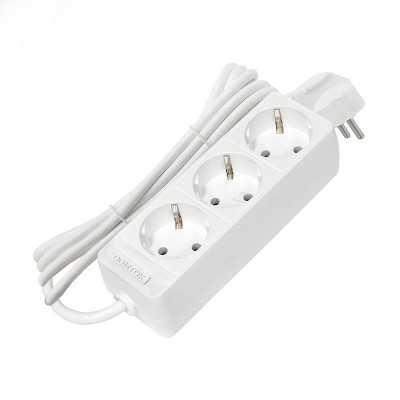 Удлинитель бытовой 3 гнезда, ПВС 3*0,75, 2,2кВт, с заземлением 3м Лидер DOMTOK