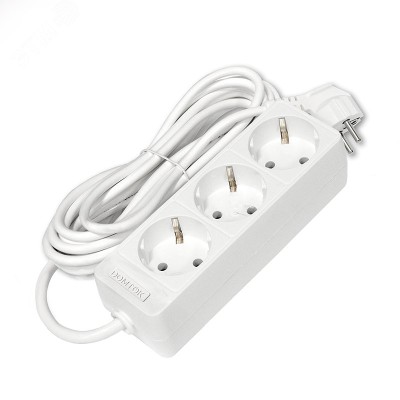 Удлинитель бытовой 3 гнезда, ПВС 3*0,75, 2,2кВт, с заземлением 5м Лидер DOMTOK