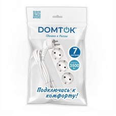 Удлинитель бытовой 3 гнезда, ПВС 3*1, 3,5 кВт, с заземлением, 7 метров DOMTOK