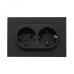 Эпика Механизм розетки двойной 16А с заземлением без шторок с рамкой черный EKF