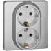 Розетка 2-местная с заземлением без защитных шторок 16А в сборе алюминий INSPIRIA
