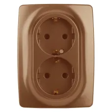12-2106-14 ЭРА Розетка 2X2P+E Schuko, 16A-250В, IP20, Эра12, медь (10/100/1600)
