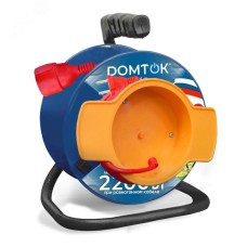 Удлинитель силовой на катушке с 1 выносной розеткой, ПВС 2*1, 2,2кВт, без заземления, 50 метров DOMTOK