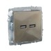 BRITE Розетка USB A+A 5В 3,1А РЮ10-1-БрШ шампань