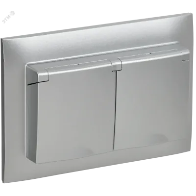 SKANDY Розетка 2-местная и крышкой 16А в сборе IP44 SK-R12S серебряный IEK