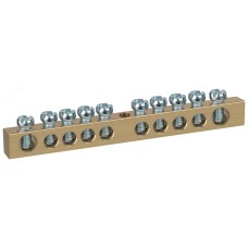 Шина ЭРА NO-122-15 PEN земля-ноль 6х9мм 10/1 латунная с креплениями по центру