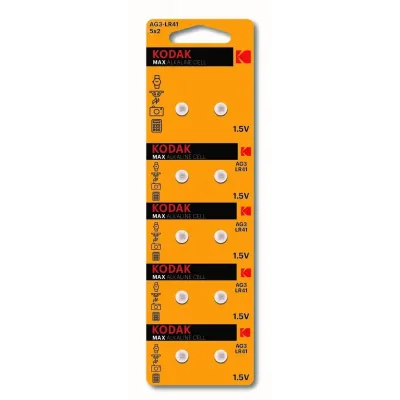 Батарейки Kodak AG3 (392) LR736, LR41 [KAG3-10] MAX Button Cell (100/1000/80000)
