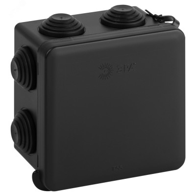 Распаячная коробка KOR-80-80-50-7gv-MP-B черная 80х80х50мм с гермовводами 7 входов прямой монтаж IP55