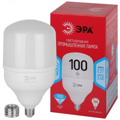 Лампа светодиодная ЭРА RED LINE LED POWER T140-100W-4000-E27/E40 R E27/E40 R 100 Вт колокол нейтральный белый свет