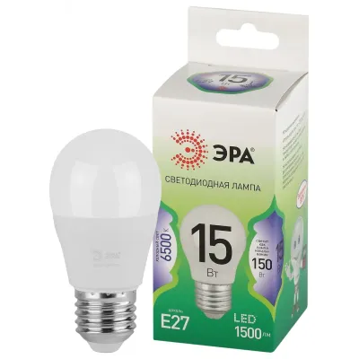 Лампа светодиодная ЭРА GREEN LINE LED P45-15W-865-E27 GL E27 15 Вт шар холодный свет
