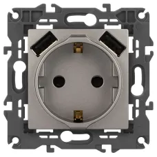 Розетка ЭРА Elegance 14-4109-16 2P+E 16A-250В, штор. с 2xUSB 5В-3А, титан