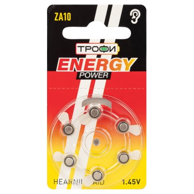 Элемент питания ZA10-6BL ENERGY POWER Hearing Aid Трофи