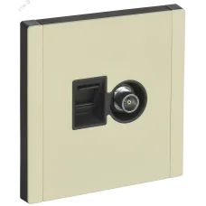 FORTE&PIANO Розетка двойная TV+RJ45 кат.5E FP836M металл слоновая кость IEK