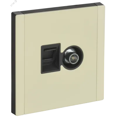 FORTE&PIANO Розетка двойная TV+RJ45 кат.5E FP836M металл слоновая кость IEK