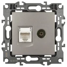Розетка ЭРА Серия 12 12-3110-16 комбинированная RJ45+TV, титан
