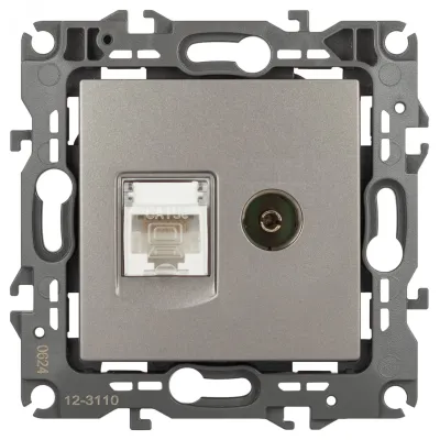 Розетка ЭРА Серия 12 12-3110-16 комбинированная RJ45+TV, титан