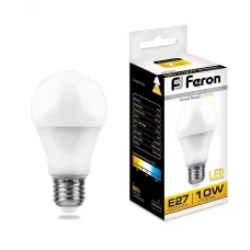 Лампа светодиодная, (10W) 230V E27 2700K A60, LB-92