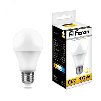Лампа светодиодная, (10W) 230V E27 2700K A60, LB-92