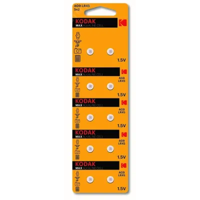 Батарейки Kodak AG9 (394) LR936, LR45 [KAG9-10] MAX Button Cell (100/1000/70000)