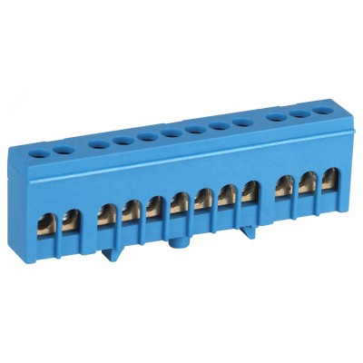 Шина ЭРА NO-224-100 N ноль в изолированном корпусе на DIN-рейку ШНИ-6х9-12-Д синий