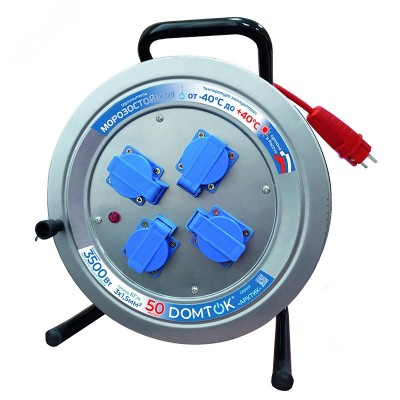 Удлинитель силовой на металлической катушке АРКТИК КГ 3*1,5, 3,5 кВт, IP-44, с заземлением, 50 метров DOMTOK