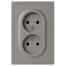Розетка скрытого монтажа в рамку без заземления двойная 2X2P 16А-250В IP20 титан 15-2107-07 Galaxy