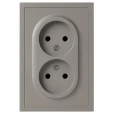 Розетка скрытого монтажа в рамку без заземления двойная 2X2P 16А-250В IP20 титан 15-2107-07 Galaxy