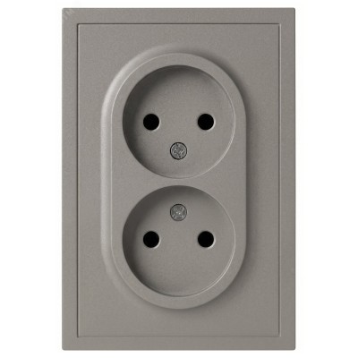 Розетка скрытого монтажа в рамку без заземления двойная 2X2P 16А-250В IP20 титан 15-2107-07 Galaxy