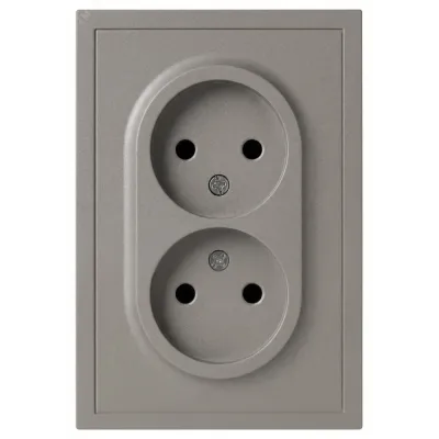 Розетка скрытого монтажа в рамку без заземления двойная 2X2P 16А-250В IP20 титан 15-2107-07 Galaxy