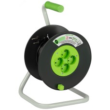 Удлинитель силовой ЭРА GREEN LINE KAT-2x0.75-15m Greenline на катушке пластик 4 розетки без заземления 15м ПВС 2x0.75мм2