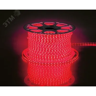 Лента светодиодная, 60SMD(2835)/m 4.4W/m 230V IP65 100m, красный, LS704 с 2 сетевыми шнурами, 2 заглушками, 2 коннекторами,10 крепежами в комплекте