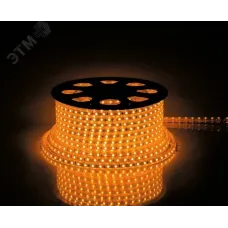 Лента светодиодная, 60SMD(2835)/m 4.4W/m 230V IP65 100m, желтый, LS704 с 2 сетевыми шнурами, 2 заглушками, 2 коннекторами,10 крепежами в комплекте