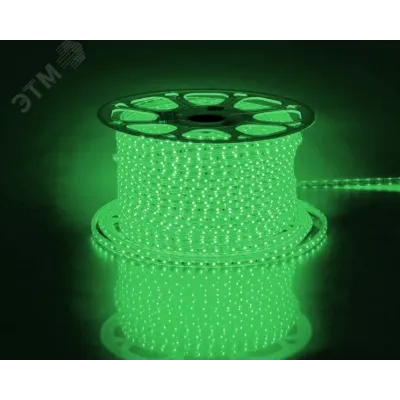 Лента светодиодная, 60SMD(2835)/m 4.4W/m 230V IP65 100m, зеленый, LS704 с 2 сетевыми шнурами, 2 заглушками, 2 коннекторами,10 крепежами в комплекте