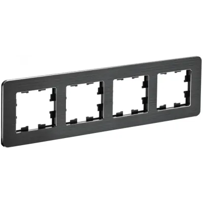 BRITE Рамка 4 поста РУ-4-1-Бр металл черный RE AL IEK