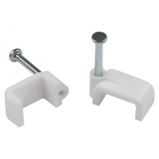 Скоба пластиковая ЭРА NO-224-588 крепежная плоская 14 мм белая (50 шт/уп)