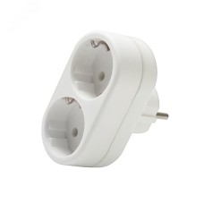 Разветвитель 2 гнезда плоский, с заземлением 250В 3500Вт белый DOMTOK