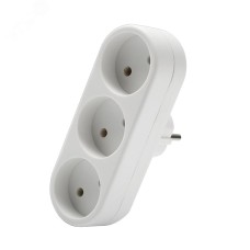 Разветвитель 3 гнезда плоский, без заземления 250В 2200Вт белый DOMTOK