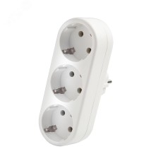 Разветвитель 3 гнезда плоский, с заземлением 250В 3500Вт белый DOMTOK