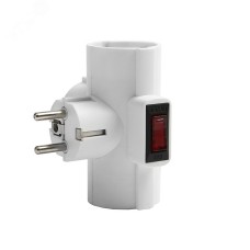 Разветвитель 3 гнезда Т-образный с термовыключателем, с заземлением, с защитными шторками, 250В 3500Вт белый DOMTOK