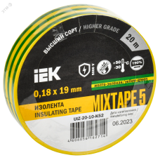 Изолента 0,18х19 мм желто-зеленая 20 метров ИЭК
