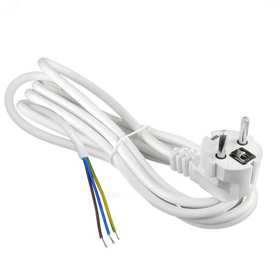 Шнур с вилкой, ПВС, 3*1, с заземлением, 10А, 3 метра, белый, DOMTOK