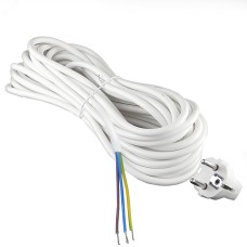 Шнур с вилкой, ПВС, 3*1, с заземлением, 10А, 5 метров, белый, DOMTOK