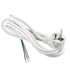 Шнур с вилкой, ПВС, 3*1.5, с заземлением, 16А, 3 метра, белый, DOMTOK