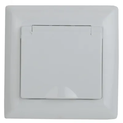 Розетка Intro Solo 4-209-01 2P+E Schuko с крышкой и шторками, 16А-250В, IP44, СУ, белый