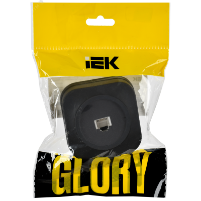 GLORY Розетка для открытой установки телефонная RJ11 РТ20-ХЧм черный матовый IEK