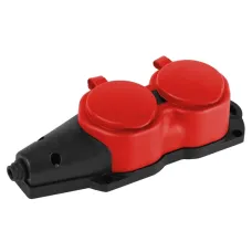 Колодка KX-2e-RED-IP44 каучуковая с заземлением 2 розетки 16A IP44 красная