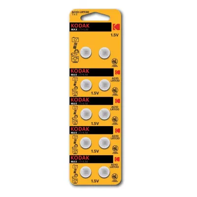 Батарейки Kodak AG10 (389) LR1130, LR54 [KAG10-10] MAX Button Cell (100/1000/70000)
