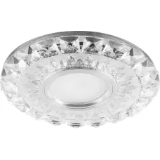 Светильник потолочный встраиваемый со светодиодной подсветкой 15LEDx2835 SMD 4000K, MR16 50W G5.3, прозрачный, хром, CD922 с драйвером в комплекте
