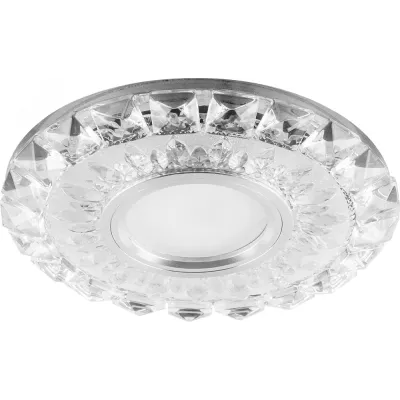 Светильник потолочный встраиваемый со светодиодной подсветкой 15LEDx2835 SMD 4000K, MR16 50W G5.3, прозрачный, хром, CD922 с драйвером в комплекте