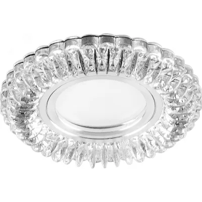 Светильник потолочный встраиваемый со светодиодной подсветкой 15LEDx2835 SMD 4000K, MR16 50W G5.3, прозрачный, хром, CD904 с драйвером в комплекте